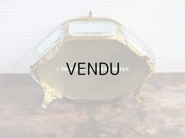 画像9: 19世紀 アンティーク 大きなジュエリーボックス 6角形　淡いブルーのクッション (9)