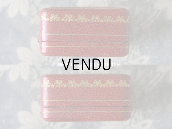 画像6: アンティーク ジュエリーボックス リボンとリーフのガーランド 金彩入り レンガ色  (6)