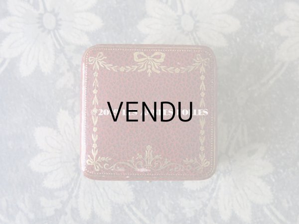 画像3: アンティーク ジュエリーボックス リボンとリーフのガーランド 金彩入り レンガ色  (3)