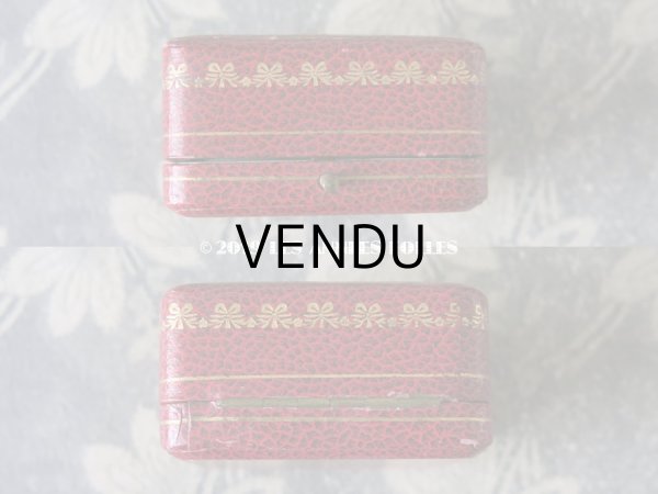 画像5: アンティーク ジュエリーボックス リボンとリーフのガーランド 金彩入り レンガ色  (5)