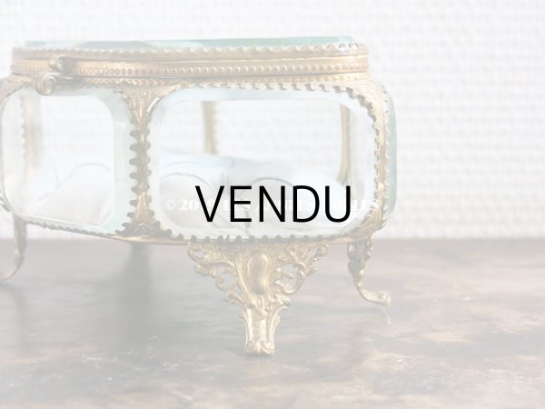 画像14: 19世紀 アンティーク 大きなジュエリーボックス 6角形　淡いブルーのクッション (14)