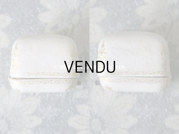 画像5: アンティーク 本革製 ジュエリーボックス 金彩入り オフホワイト リングボックス (5)