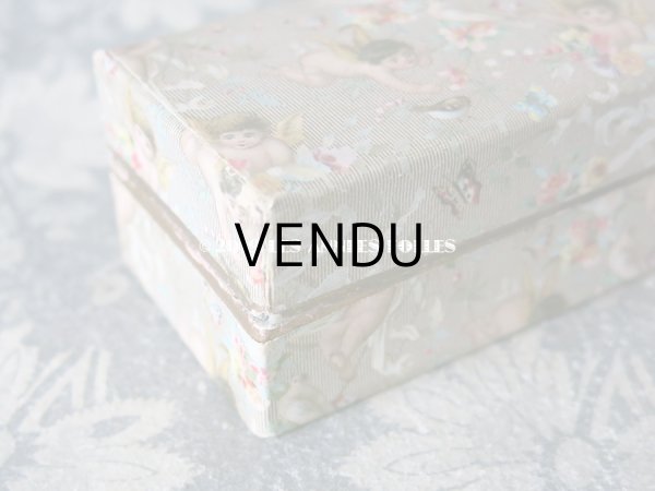 画像9: 19世紀末 アンティーク　天使＆薔薇＆リボン＆蝶々 ファンの紙箱 (9)