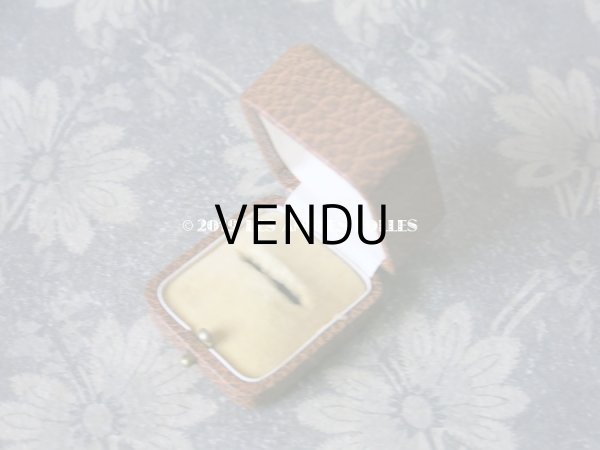画像6: アンティーク ジュエリーボックス 金彩入り キャメル リングボックス (6)
