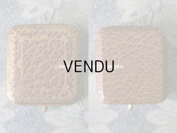 画像3: アンティーク ジュエリーボックス 金彩入り キャメル リングボックス (3)