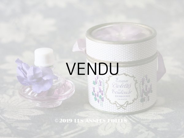 画像1: アンティーク とても小さな 菫のパフュームボックス＆ボトル ESSENCE VIOLETTE DE TOULOUSE - BERDOUES FRANCE - (1)