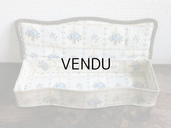 画像3: 1900年代 アンティーク 薔薇の花かご  カルトナージュボックス　青い薔薇＆薄紫色の花 (3)