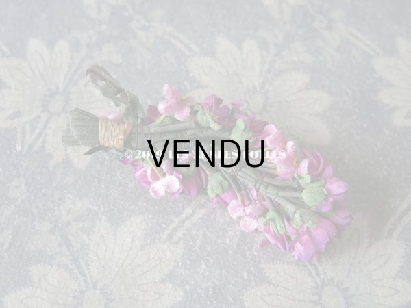 画像3: アンティーク コサージュ ピンクのベルベット＆紫 布花  (3)