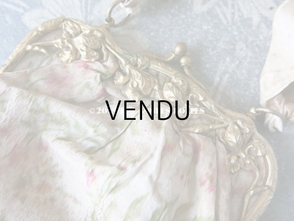 画像3: 19世紀 アンティーク  シルク製 ピンクの花模様のオモニエール  (3)