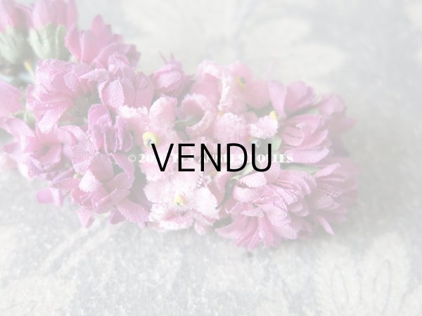 画像5: アンティーク コサージュ ピンクのベルベット＆紫 布花  (5)