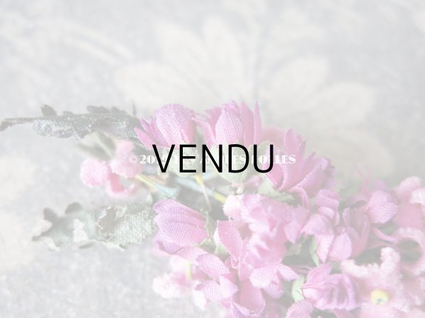 画像7: アンティーク コサージュ ピンクのベルベット＆紫 布花  (7)