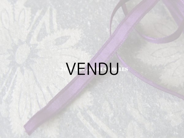 画像5: 1900年代 アンティーク シルク製 極細 リボン 深紫 6.7m　6mm幅 (5)