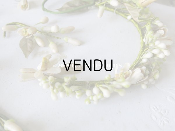 画像9: 未使用 アンティーク 台紙付 ワックスフラワーのヘッドリース ウェディング 結婚式 ティアラ (9)