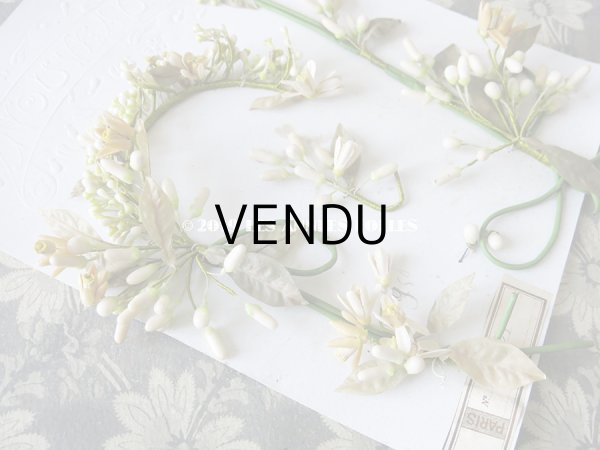 画像4: 未使用 アンティーク 台紙付 ワックスフラワーのヘッドリース ウェディング 結婚式 ティアラ (4)