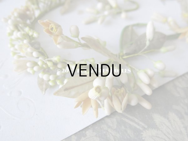 画像7: 未使用 アンティーク 台紙付 ワックスフラワーのヘッドリース ウェディング 結婚式 ティアラ (7)