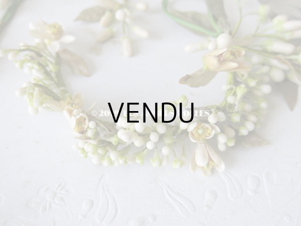 画像8: 未使用 アンティーク 台紙付 ワックスフラワーのヘッドリース ウェディング 結婚式 ティアラ (8)