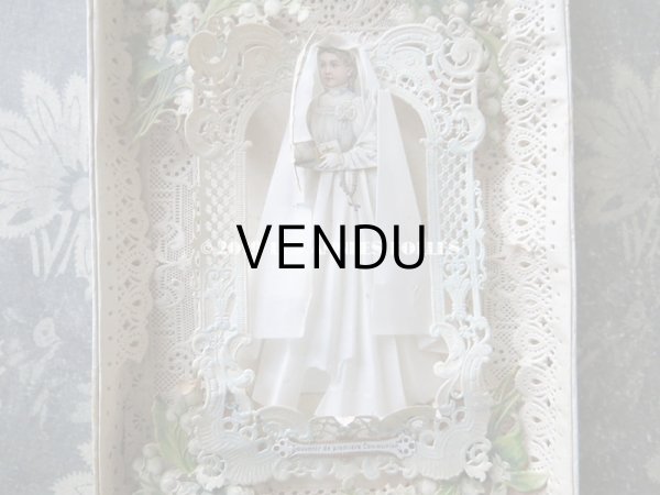 画像7: アンティーク  箱入り初聖体の立体カニヴェ コミュ二オンの少女  (7)