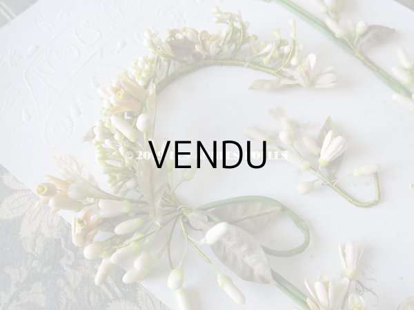 画像5: 未使用 アンティーク 台紙付 ワックスフラワーのヘッドリース ウェディング 結婚式 ティアラ (5)