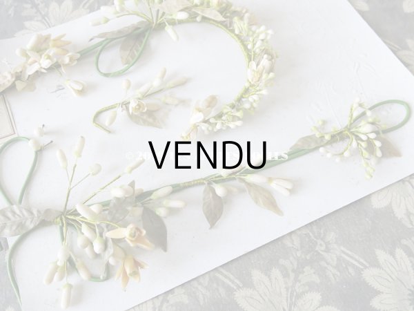 画像12: 未使用 アンティーク 台紙付 ワックスフラワーのヘッドリース ウェディング 結婚式 ティアラ (12)