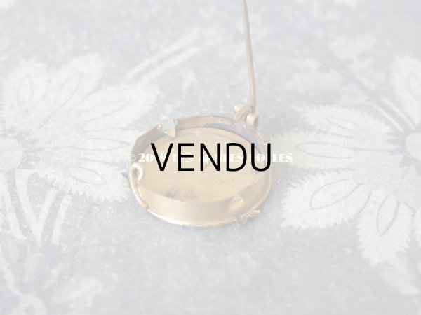 画像5: アンティーク 薔薇のフォトフレームのブローチ ゴールドプレート 刻印入り (5)