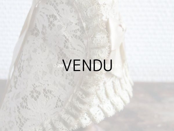 画像7: 1900年代 アンティーク ドール用 ハット エクリュのレース＆リボン (7)