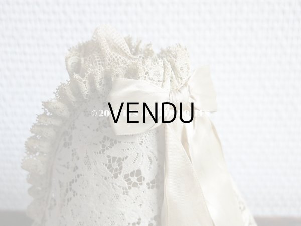 画像4: 1900年代 アンティーク ドール用 ハット エクリュのレース＆リボン (4)