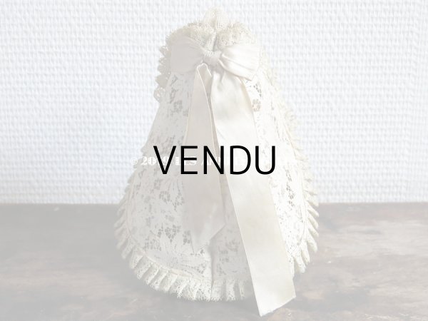 画像3: 1900年代 アンティーク ドール用 ハット エクリュのレース＆リボン (3)