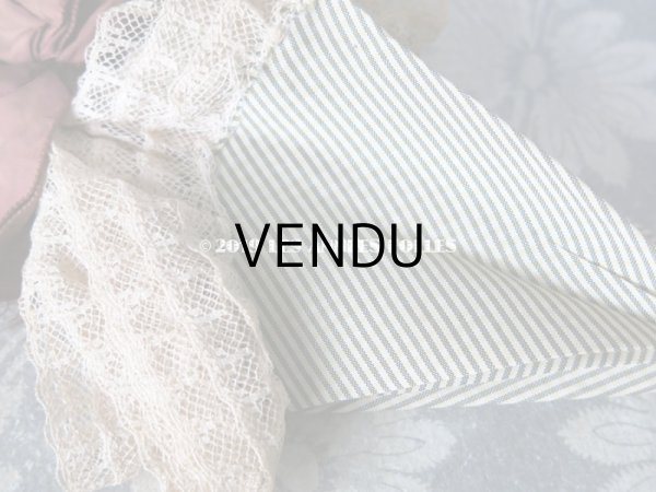 画像6:  アンティーク  ドール用 アンブレラ  グレーのピンストライプ (6)