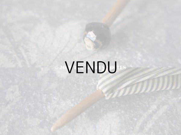 画像5:  アンティーク  ドール用 アンブレラ  グレーのピンストライプ (5)