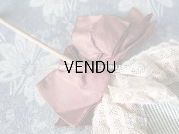 画像8:  アンティーク  ドール用 アンブレラ  グレーのピンストライプ (8)