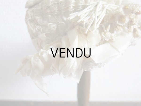 画像8: アンティーク デイジーの布花付 ドールハット (8)