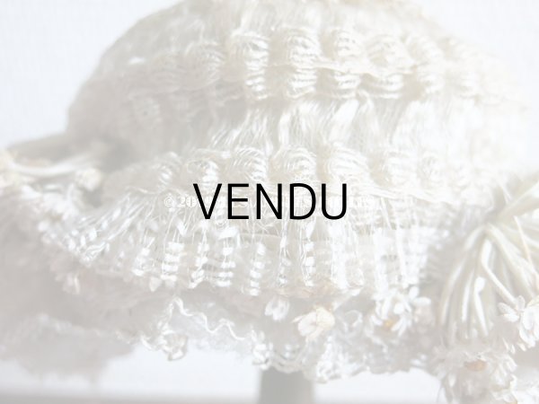 画像13: アンティーク デイジーの布花付 ドールハット (13)