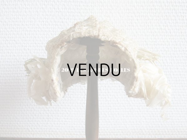 画像7: アンティーク デイジーの布花付 ドールハット (7)