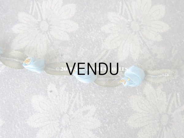 画像10: 1900年代 アンティーク シルク製 ロココトリム ブルーの薔薇 ロココリボン 38cm (10)