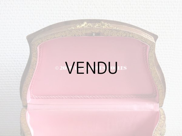 画像6: アンティーク 本革製 大きなジュエリーケース 天使と花のガーランド & ロカイユ装飾のオルモル (6)