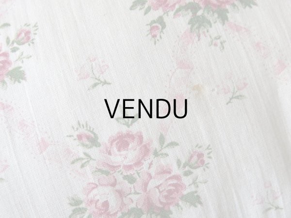 画像10: アンティーク クッション 薔薇模様のファブリック 淡いピンクのリボン付 (10)