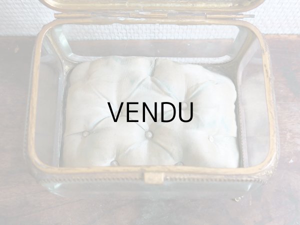 画像12: 19世紀 アンティーク 大きなジュエリーボックス 淡いブルーのクッション (12)