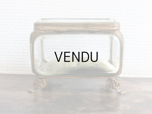 画像5: 19世紀 アンティーク 大きなジュエリーボックス 淡いブルーのクッション (5)