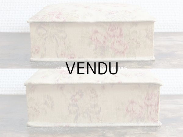 画像6: 1900年代 アンティーク 薄紫色のリボン & 薔薇のガーランド  カルトナージュボックス (6)
