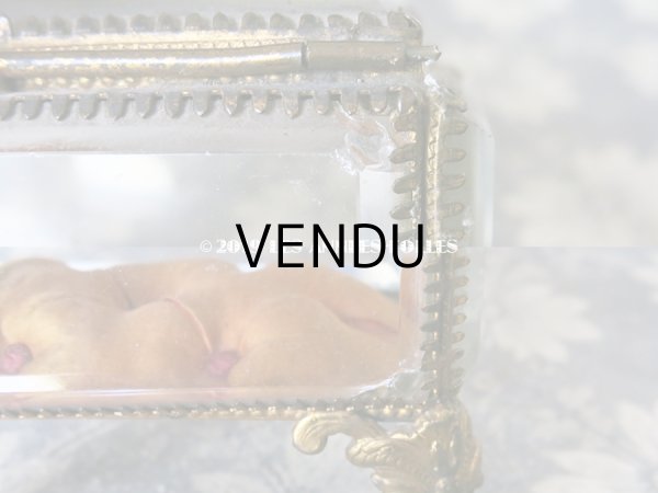 画像10: 19世紀 アンティーク ジュエリーボックス　ロカイユ装飾の脚 オレンジのシルクサテンのクッション (10)