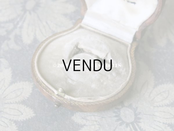 画像4: 19世紀 アンティーク 本革製 ジュエリーボックス 金彩入り ブラウン リングボックス (4)