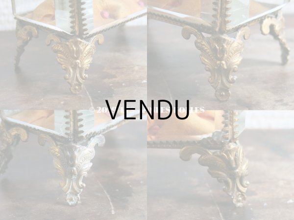 画像9: 19世紀 アンティーク ジュエリーボックス　ロカイユ装飾の脚 オレンジのシルクサテンのクッション (9)