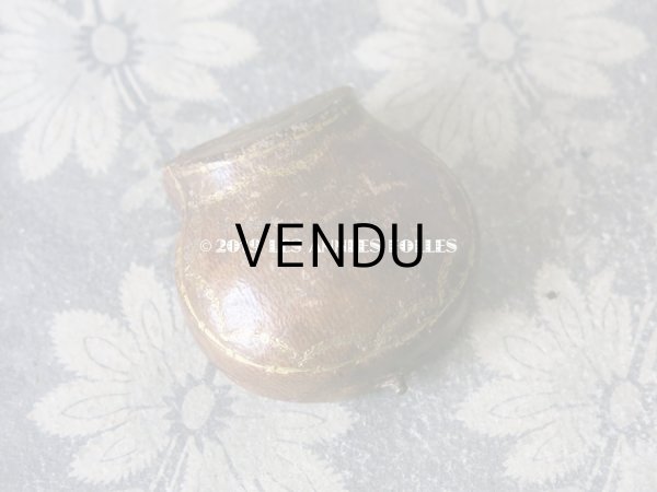 画像6: 19世紀 アンティーク 本革製 ジュエリーボックス 金彩入り ブラウン リングボックス (6)