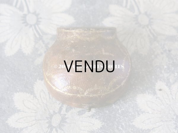 画像5: 19世紀 アンティーク 本革製 ジュエリーボックス 金彩入り ブラウン リングボックス (5)