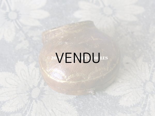 画像11: 19世紀 アンティーク 本革製 ジュエリーボックス 金彩入り ブラウン リングボックス (11)