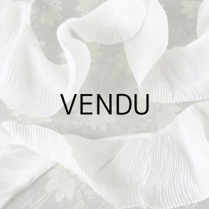 画像: アンティーク  幅広 オフホワイト プリーツ & フリルリボン 8.9cm幅 
