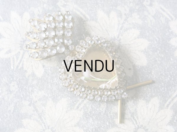 画像4: 19世紀 アンティーク ルリケール 聖母マリアのハート 鈴蘭の布花＆メダイユ (4)