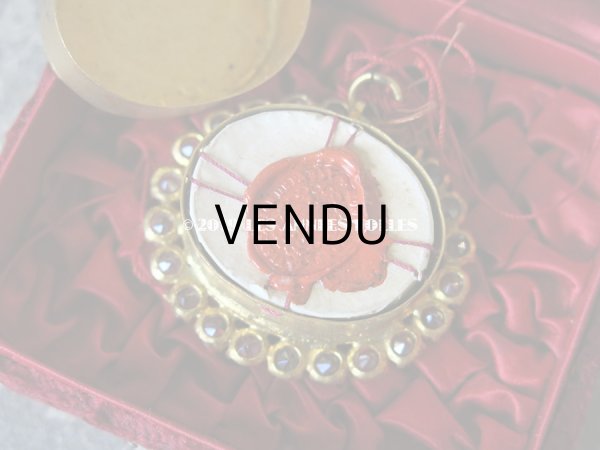 画像6: 1890年 アンティーク ルリケール　証明書＆封蝋付き 聖遺物のペンダント　透明のラインストーン 聖人の遺品 MARQUERITE-MARIE ALACOQUE (6)