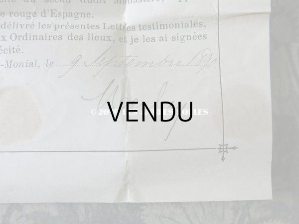 画像8: 1890年 アンティーク ルリケール　証明書＆封蝋付き 聖遺物のペンダント　透明のラインストーン 聖人の遺品 MARQUERITE-MARIE ALACOQUE (8)