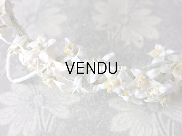 画像12: アンティーク オレンジの花のヘッドリース ワックスフラワー ウェディング 結婚式 ティアラ (12)